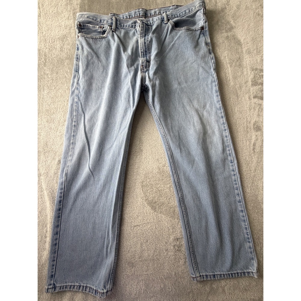 Levi's 505 Straight Fit Jeans Mens 42x30 Light Wash Blue Denim Pants